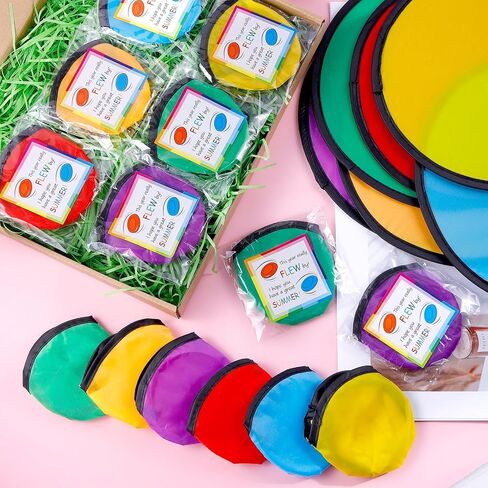 End of Year Student Gifts from Teacher Foldable Flying Disc Fans Set with Bags Beach Fun Folding Pocket Hand Fans,with Stickers for Summer Outdoor Activities Games Party Favor in Kuwait