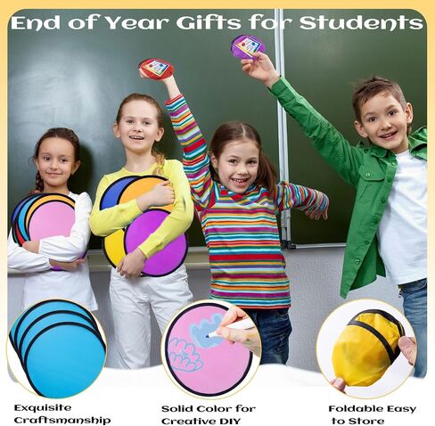 End of Year Student Gifts from Teacher Foldable Flying Disc Fans Set with Bags Beach Fun Folding Pocket Hand Fans,with Stickers for Summer Outdoor Activities Games Party Favor in Kuwait