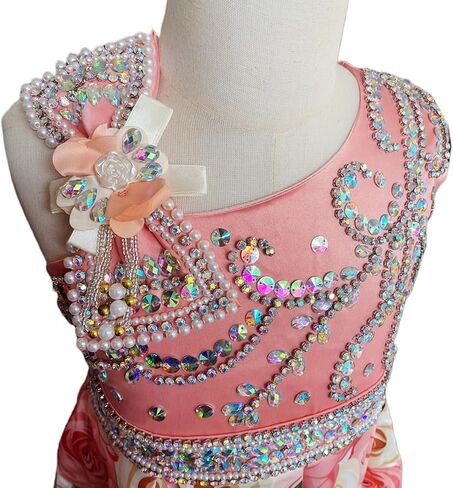Handmade Rhinestones Beaded Dresses Pageant Prom Dresses Birthday Party Tutu Ball Gowns in Saudi Arabia