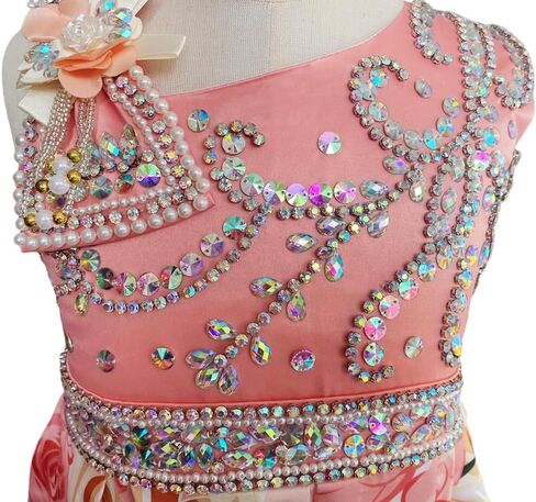 Handmade Rhinestones Beaded Dresses Pageant Prom Dresses Birthday Party Tutu Ball Gowns in Saudi Arabia