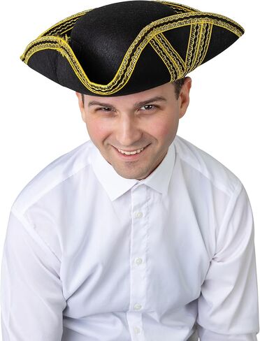 قبعة Dress Up America Tricorn للبالغين - قبعة استعمارية تاريخية للرجال - أسود - مقاس واحد in Kuwait