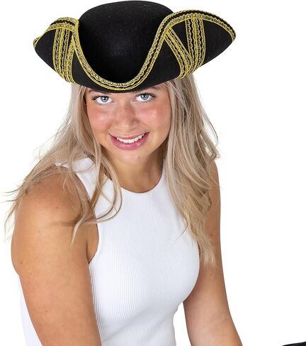 قبعة Dress Up America Tricorn للبالغين - قبعة استعمارية تاريخية للرجال - أسود - مقاس واحد in Kuwait
