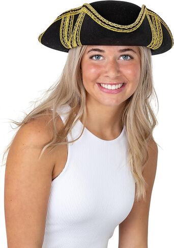 قبعة Dress Up America Tricorn للبالغين - قبعة استعمارية تاريخية للرجال - أسود - مقاس واحد in Kuwait