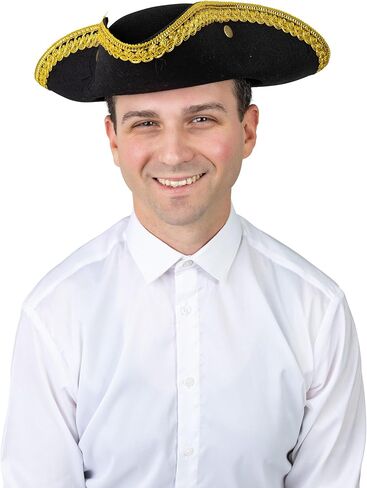 قبعة Dress Up America Tricorn للبالغين - قبعة استعمارية تاريخية للرجال - أسود - مقاس واحد in Kuwait