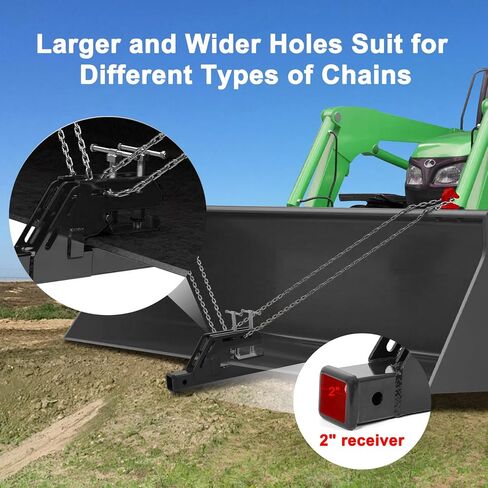 2024 New Upgraded Clamp on Trailer Hitch for Tractor, Clamp-on Tractor Bucket Hitch 2" Ball Mount Receiver Adapter for Kubota Tractor Bucket, Bucket Trailer Hitch Attachment, Black in Saudi Arabia
