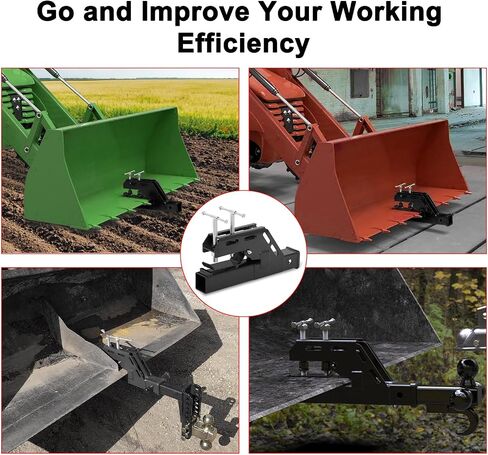 2024 New Upgraded Clamp on Trailer Hitch for Tractor, Clamp-on Tractor Bucket Hitch 2" Ball Mount Receiver Adapter for Kubota Tractor Bucket, Bucket Trailer Hitch Attachment, Black in Saudi Arabia