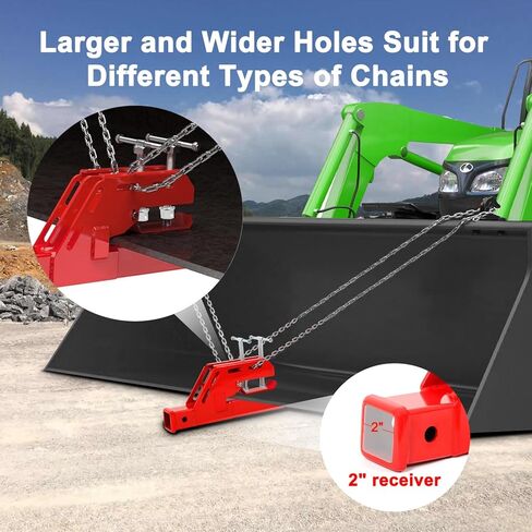 2024 New Upgraded Clamp on Trailer Hitch for Tractor, Clamp-on Tractor Bucket Hitch 2" Ball Mount Receiver Adapter for Kubota Tractor Bucket, Bucket Trailer Hitch Attachment, Black in Kuwait