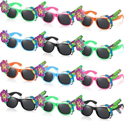 Jerify 12 Pairs Luau Party Sunglasses Summer Hawaiian Eyeglasses Beach Eyewear Plastic Novelty Glasses for Adult(Tropical) in Kuwait