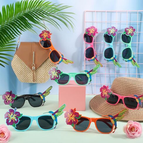 Jerify 12 Pairs Luau Party Sunglasses Summer Hawaiian Eyeglasses Beach Eyewear Plastic Novelty Glasses for Adult(Tropical) in Kuwait