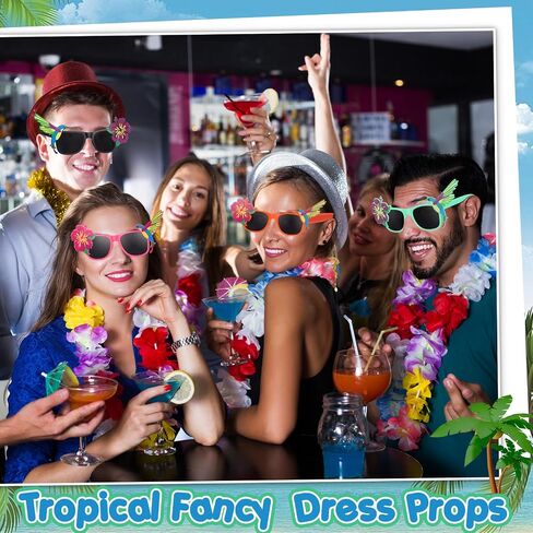 Jerify 12 Pairs Luau Party Sunglasses Summer Hawaiian Eyeglasses Beach Eyewear Plastic Novelty Glasses for Adult(Tropical) in Kuwait