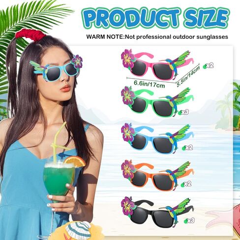 Jerify 12 Pairs Luau Party Sunglasses Summer Hawaiian Eyeglasses Beach Eyewear Plastic Novelty Glasses for Adult(Tropical) in Kuwait
