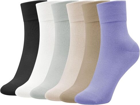 6 Pairs Thin Ankle Socks for Women, Womens Cotton Casual Dress Crew Lightweight Breathable Colorful Socks Size 5-9 in Kuwait