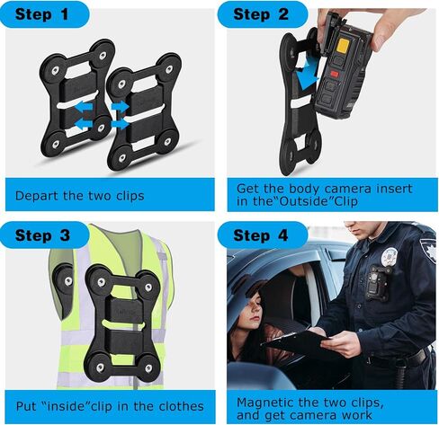 BOBLOV Body Camera Magnet Mount, 6/8pcs Magnets Optional, Suction Back Clip | black silica build, sticks to clothes, compatible with universal all-brand body cameras for body-worn use (12x10cm) in Saudi Arabia
