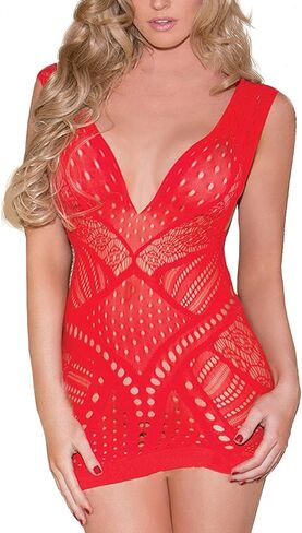 Women’s Stretchy Mesh Babydoll Lingerie Sleeveless Fishnet Mini Dress, Transparent Nightwear Teddy Bodysuit Outfit in Saudi Arabia