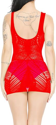 Women’s Stretchy Mesh Babydoll Lingerie Sleeveless Fishnet Mini Dress, Transparent Nightwear Teddy Bodysuit Outfit in Saudi Arabia