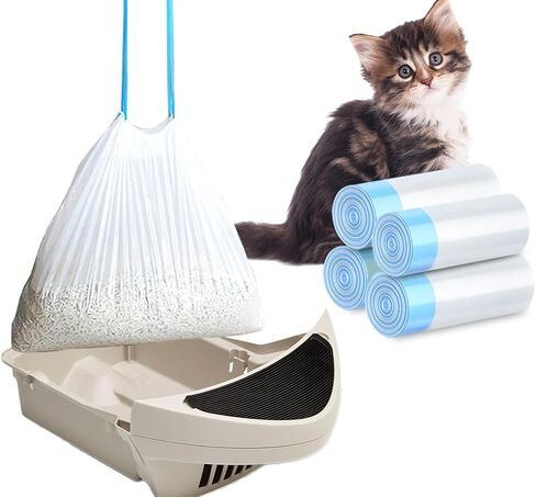 120 Pack Cat Litter Bags with Drawstring, Heavy Duty Cat Litter Box Liners Compatible with Litter Robot 3 4 Waste Bags Replacement, 10-12 Gallons of Capacity in Saudi Arabia