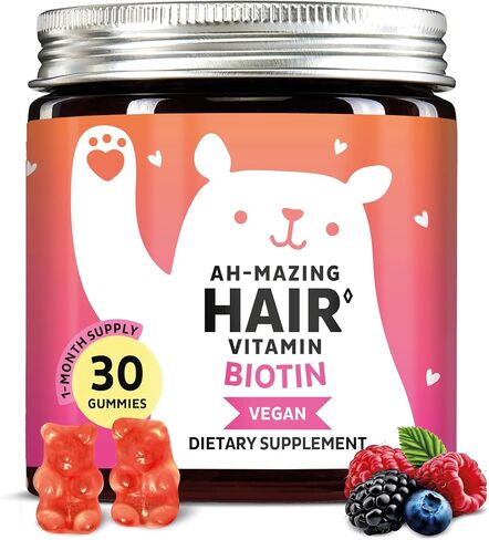 Biotin Gummies for Hair, Skin & Nails. 5,000 mcg High Potency Vegan Vitamins for Faster Hair Growth, Stronger Nails & Healthy Skin. with Vitamins C & E, 30 Gummies in Saudi Arabia