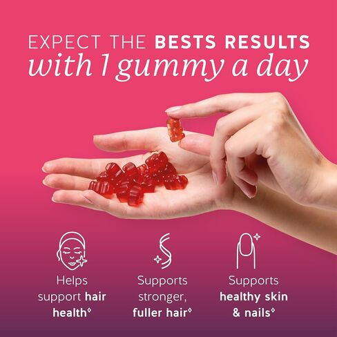 Biotin Gummies for Hair, Skin & Nails. 5,000 mcg High Potency Vegan Vitamins for Faster Hair Growth, Stronger Nails & Healthy Skin. with Vitamins C & E, 30 Gummies in Saudi Arabia