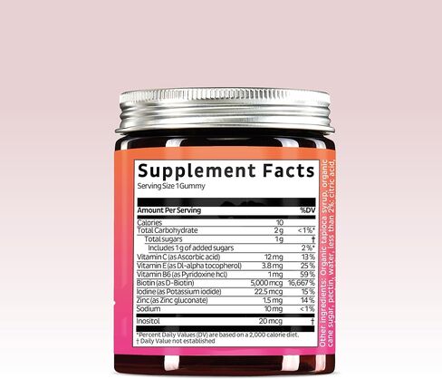 Biotin Gummies for Hair, Skin & Nails. 5,000 mcg High Potency Vegan Vitamins for Faster Hair Growth, Stronger Nails & Healthy Skin. with Vitamins C & E, 30 Gummies in Saudi Arabia