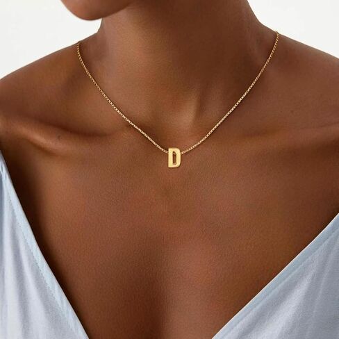Initial Necklace for Women Girls - Dainty 18K Gold Plated Initial Letter Necklace Teen Girls Gifts Trendy Stuff Tiny A-Z Pendant Necklace Birthday Gifts 5 6 7 8 9 10 Years Old Girl in Saudi Arabia