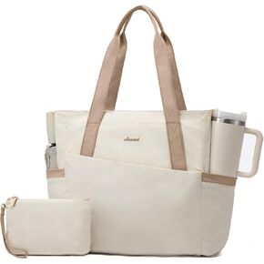 LOVEVOOK Tote Bag for Women 15.6 Inch Work Tote Handbag with Zipper and Yoga Strap Gym Bag for Nurse Teacher Travel, Daily