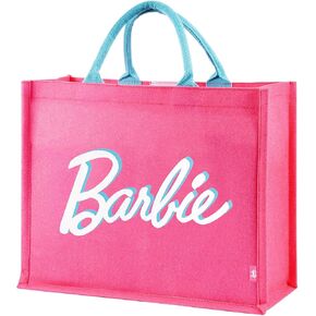 MINISO Barbie Tote Bag, Large Canvas Tote bag for Women, Fashion Shopping Work Tote Bag, Present for Birthday, Beach, Wedding