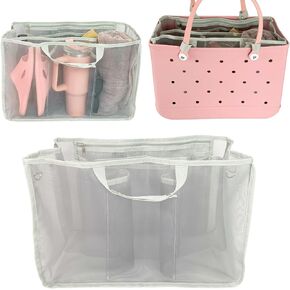 إدراج منظم حقيبة الشاطئ يتوافق مع Bogg Bag x إكسسوارات كبيرة ، حقيبة مقسمات شاطئية خفيفة الوزن للتنظيم ، رمادي ، رمادي.