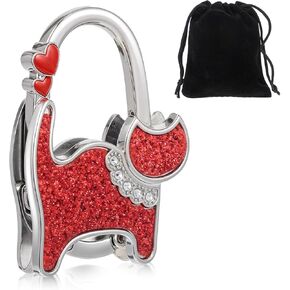 Bling Foldable Purse Hook for Table, Portable Anti Slip Purse Hanger Exquisite Metal Bag Holder for Desk Stylish Handbag Table Hook Hanger(Black)