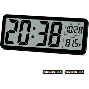 Digital LCD Wall Clock Easy to Set, 8.5 Inch LCD Screen with Time/Date/Temperature Display,Simple Digital Desk Clock with 12/24H for Bedroom Living Room Office Décor
