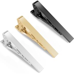 Tie Clips for Men Black Gold Silver Classic Tie Bar Clip Set