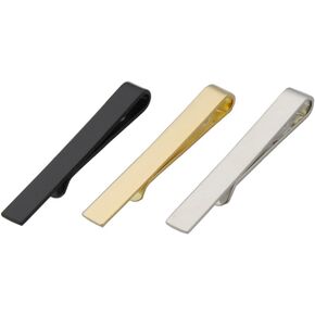 Meshow 3pcs 1.69 inch Men's Tie Tie Bar ، كل من Silver+Gold+Black ، مع حقيبة هدايا