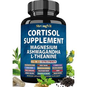 Cortisol Supplements for Women and Men with Magnesium, Ashwagandha & L-Theanine. High Cortisol Reducer, Manager, Detox, Lower and Control. Sleep Support & Stress Relief, USA