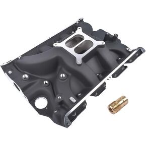 Aluminum Black Intake Manifold Dual Plane Style 7105 440-502-7256 Replacement for Ford 390 406 410 427 & 428ci FE V8’s Mixizap