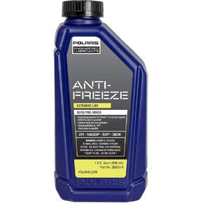 Polaris Antifreeze Coolant 50/50 Premix Extended Life for Snowmobile Off Road Aluminum Cooling Systems, Compatible With 2 & 4 Stroke Engine, Boil Over & Freeze Protection, 1 Quart - Part 2880514