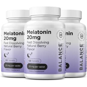 Balancebreens Melatonin 20mg Fast-Dissolve, 120 Tablets – Natural Sleep Aid for Restful Nights, Drug-Free Support for Relaxation and Tranquility