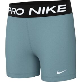 Nike Pro Big Kids' (Girls') Dri-FIT 5" Shorts (Denim Turquoise/White, FB1081-464) Size Large