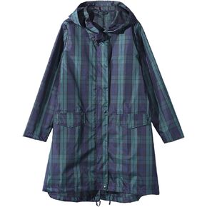 Womens Raincoat Plaid Long Waterproof Rain Jacket Coat Hiking Windbreaker Travel Outdoor Wind And Rain Poncho
