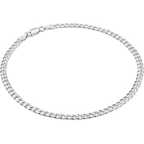 KISPER Solid 925 Sterling Silver Ankle Bracelets for Women, Waterproof Tarnish Resistant Anklets, Curb/Rope/Figaro/Mariner Chain, 9, 10, 11 Inch