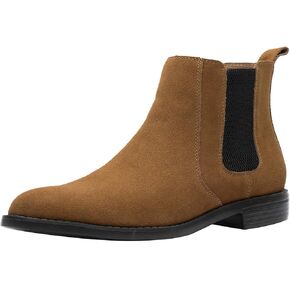JIONS Men Chelsea Slip On Suede Boots Lightweight Leather Casual Dress Ankle Shoes