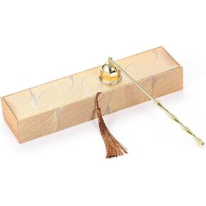 Golden Candle Snuffer Extinguisher with Long Handle Gift Box,Polished Stainless Steel Candle Wick Flame Extinguish Cover Tool,Candle Wick Trimmer Candle Accessory Wedding