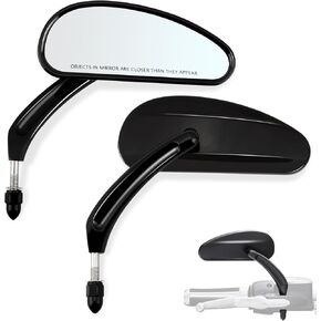FOVPLUE Handlebar Mount Mirrors,Teardrop Motorcycle Rearview mirrors for 1982-2025 Harley Models,for CVO Dyna Touring Electra Glide Road Glide Road King Softail Street Glide Sportster 1200 883,Black