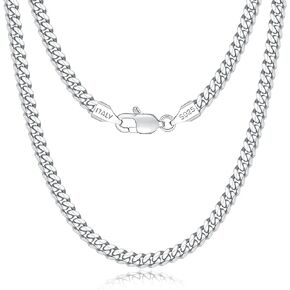 4mm 18K Gold Plated Cuban Chain for Men, 925 Sterling Silver Miami Cuban Link Chain Necklace for Men, Hip-Hop & Cool Men's Chain Necklace, 16/18/20/22/24/26 Inch