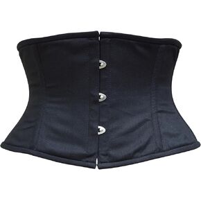Women's Heavy Duty Steel Boned Waist Trainer Cincher Underbust Waspie Corset | Black Cotton Body Shaper