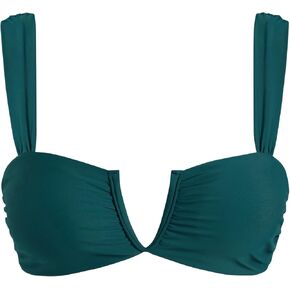 ZAFUL Women's V Neck Bikini Top Ruched Swimsuit Top Adjustable Wide Strap Bathing Suit Tops Only