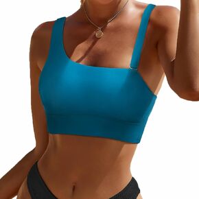 Hilor Women's Underwire Bikini Top One Shoulder Swimsuits Push Up Bathing Suit Top Cropped Tankini Tops Only