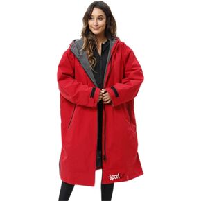 Waterproof Changing Robe Surf Poncho Swim Robe Stay Warm Long-sleeved Double-Layer Waterproof Hooded for Swimming Surfing Bathing Unisex L Size