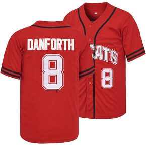 Mens Wildcats Baseball Jersey #14 Troy Bolton #8 Chad Danforth Christmas 90s Movie Stitched Jerseys Red XS-XXL
