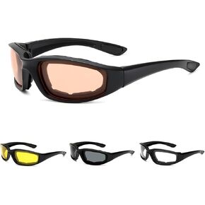 3 PCS دراجة نارية ركوب نظارات ونظارات شمسية ركوب الدراجات مع وسادة ناعمة ، نظارات ركوب الدراجات المقاومة للرياح ، ملحقات الدراجات النارية