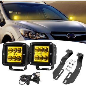 Wsays 2PCS LED Amber Light Pods & Ditch Hood Hinge LED Pod Mount Bracket w/Wiring Kit Compatible with SUBARU CROSSTREK IMPREZA WRX & STI 2012-2020