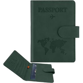 Passport Holder for Travel, Passport Cover Wallet, Premium PU Leather Passport Book Card Holder Case for Women Men, Waterproof RFID Blocking Flying Travelling Essentials Vacation Must Haves, Black
